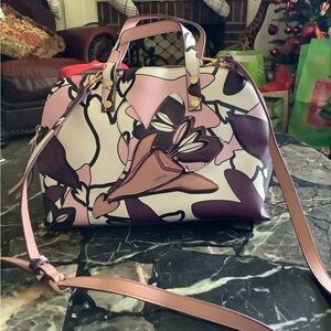 Carpisa Nancy Large Pink Floral Dome Satchel Crossbody Bag 16x10